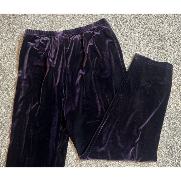 Coldwater Creek Womens Velvet Stretch Pants Purple Large - Picture 2 of 8